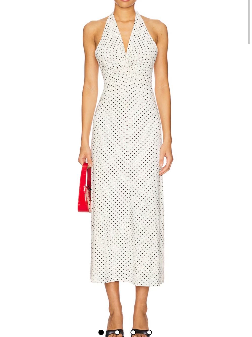 With Jean White Polka Dot Halter Midi Dress